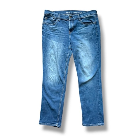 Old Navy Boyfriend Straight Leg Blue Jeans Women’s Size 12 Mid Rise Classic - Picture 1 of 14